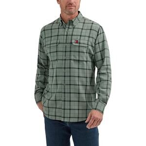 Wrangler Technical Long-Sleeve Work Shirt for Men - Green Check - L